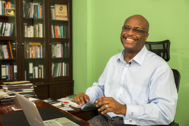 Aman Adinew in his office in Addis Ababa